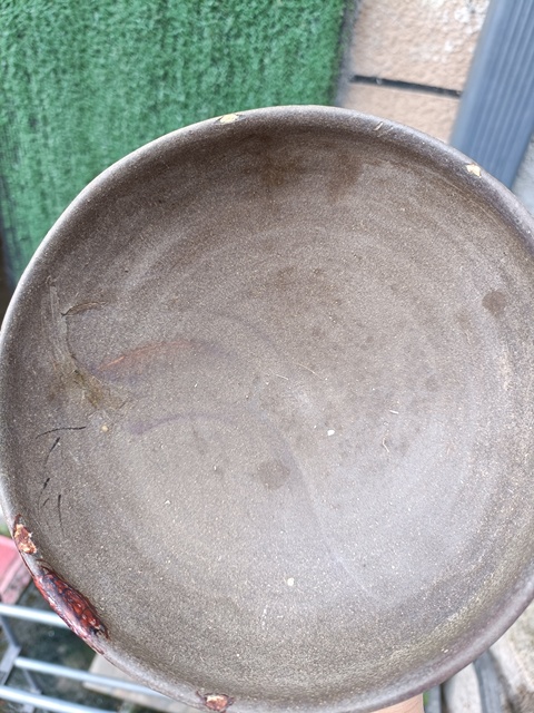 古玩陶瓷元代末茶葉沫釉內彩虹大碗拍賣,當前價格98元