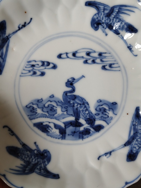古玩陶瓷青花云鶴紋盤拍賣,當前價格1080元
