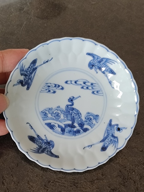 古玩陶瓷青花云鶴紋盤拍賣,當前價格1080元