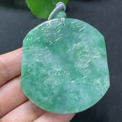 古玩玉器天然翡翠山水牌玉墜(帶翡翠鑒定證書)拍賣,當前價格3500元