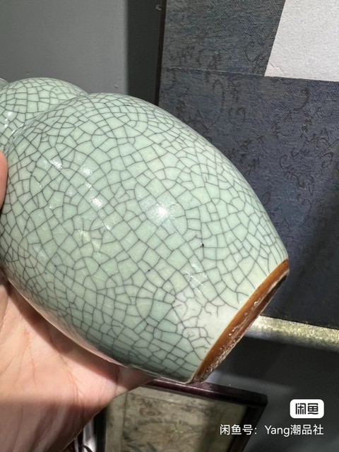 古玩陶瓷哥釉開片紋葫蘆瓶真品鑒賞圖