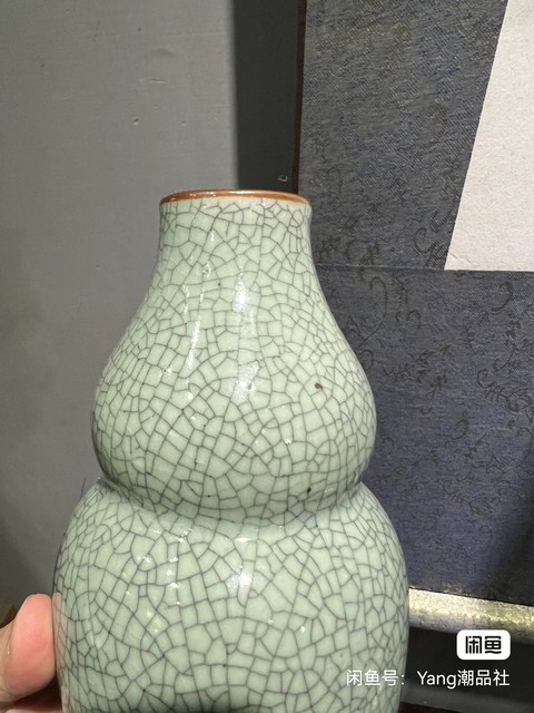 古玩陶瓷哥釉開片紋葫蘆瓶真品鑒賞圖