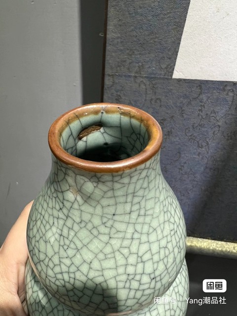 古玩陶瓷哥釉開片紋葫蘆瓶真品鑒賞圖