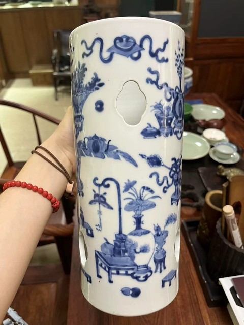 古玩陶瓷青花博古圖帽筒拍賣，當前價格4200元