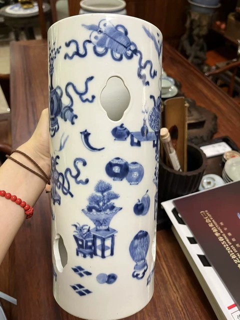 古玩陶瓷青花博古圖帽筒拍賣，當前價格4200元