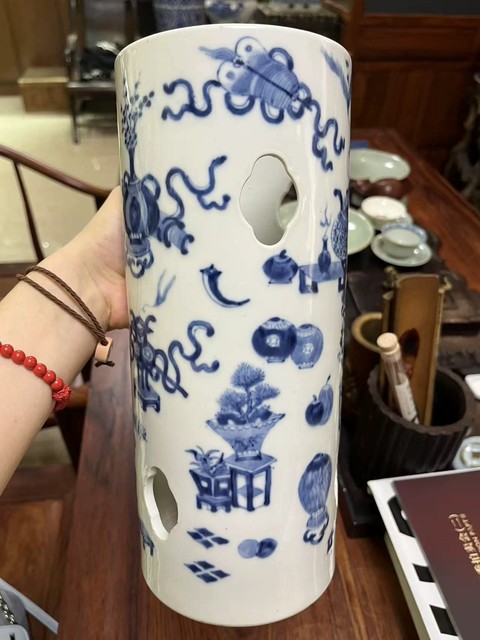 古玩陶瓷青花博古圖帽筒拍賣，當前價格4200元