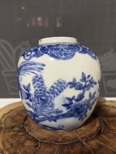 古玩陶瓷光緒青花錦雞牡丹紋罐拍賣,當前價格2388元