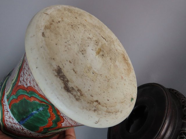 古玩陶瓷五彩花觚真品鑒賞圖