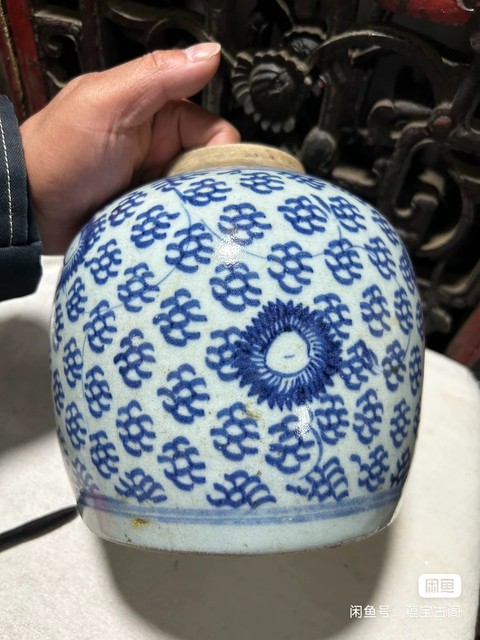 古玩陶瓷花卉紋青花罐拍賣,當前價格1688元
