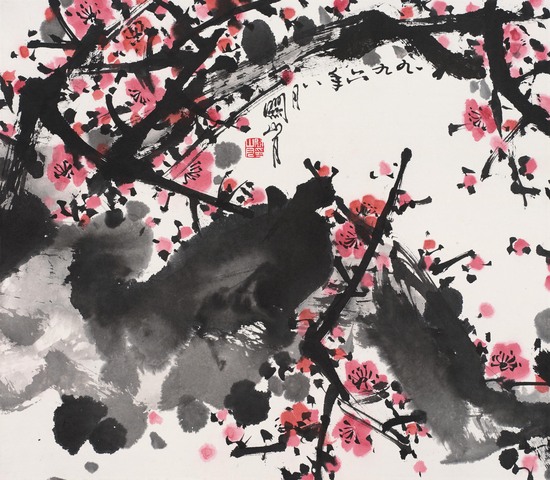 古玩字畫紅梅圖真品鑒賞圖