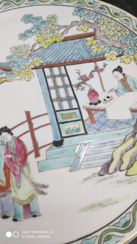 古玩陶瓷日本大正彩繪人物紋盤真品鑒賞圖