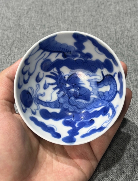 古玩陶瓷雍正過墻龍碗真品鑒賞圖