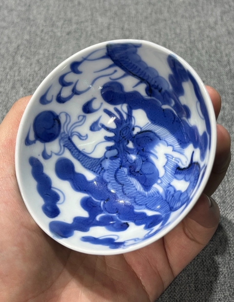 古玩陶瓷雍正過墻龍碗真品鑒賞圖