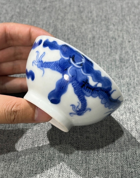 古玩陶瓷雍正過墻龍碗真品鑒賞圖