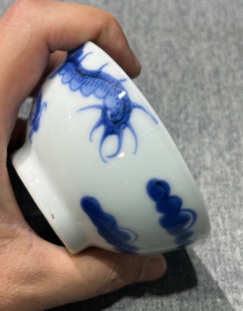 古玩陶瓷雍正過墻龍碗真品鑒賞圖