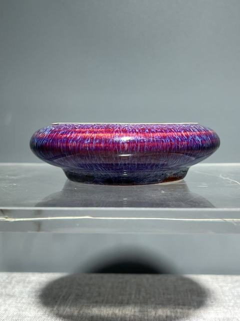 古玩陶瓷紅釉窯變筆洗真品鑒賞圖