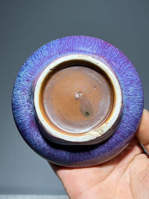 古玩陶瓷紅釉窯變筆洗真品鑒賞圖