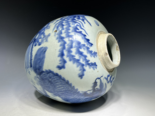 古玩陶瓷清順治·青花麒麟斗鳳芭蕉紋罐拍賣，當前價格1838元