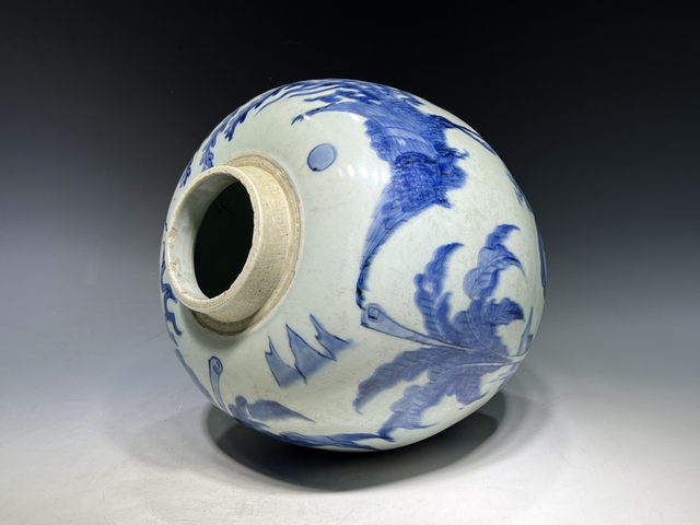古玩陶瓷清順治·青花麒麟斗鳳芭蕉紋罐拍賣，當前價格1838元