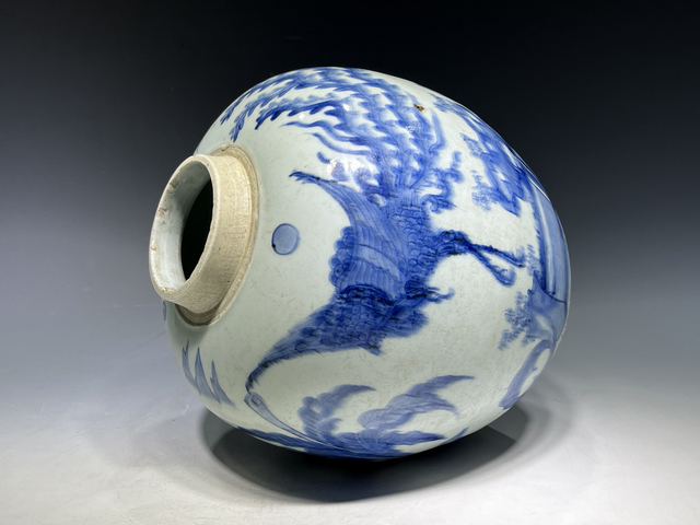 古玩陶瓷清順治·青花麒麟斗鳳芭蕉紋罐拍賣，當前價格1838元