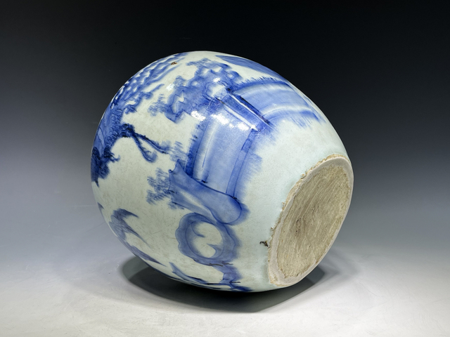 古玩陶瓷清順治·青花麒麟斗鳳芭蕉紋罐拍賣，當前價格1838元
