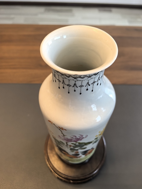 古玩陶瓷民國細路粉彩大吉圖瓶真品鑒賞圖