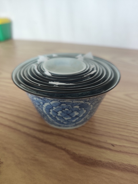 古玩陶瓷清代青花馬蹄杯套杯拍賣，當(dāng)前價格19800元