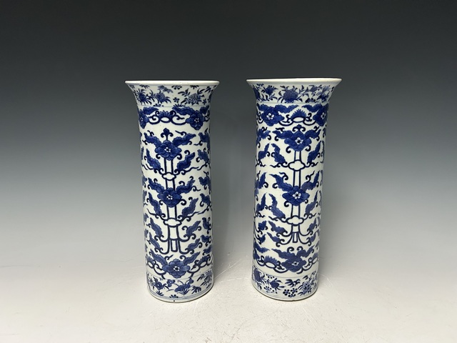 古玩陶瓷清晚·青花花草紋箭筒真品鑒賞圖