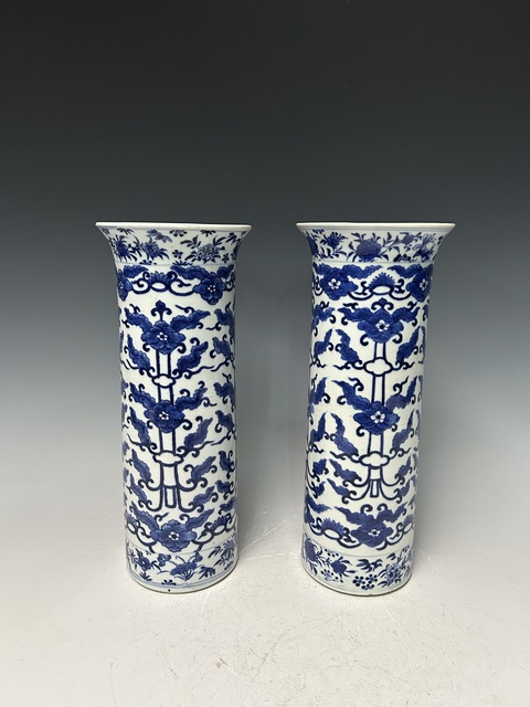 古玩陶瓷清晚·青花花草紋箭筒真品鑒賞圖