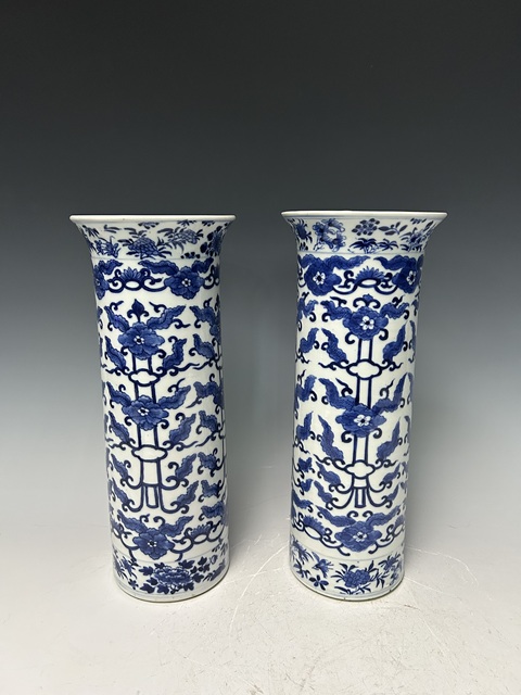 古玩陶瓷清晚·青花花草紋箭筒真品鑒賞圖