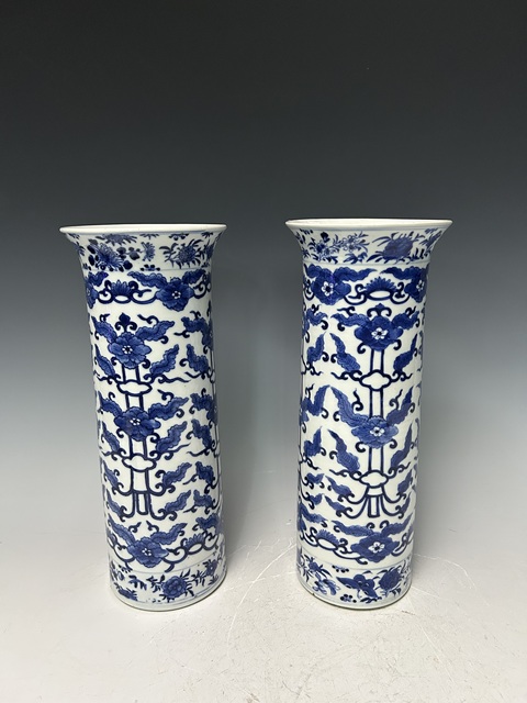 古玩陶瓷清晚·青花花草紋箭筒真品鑒賞圖