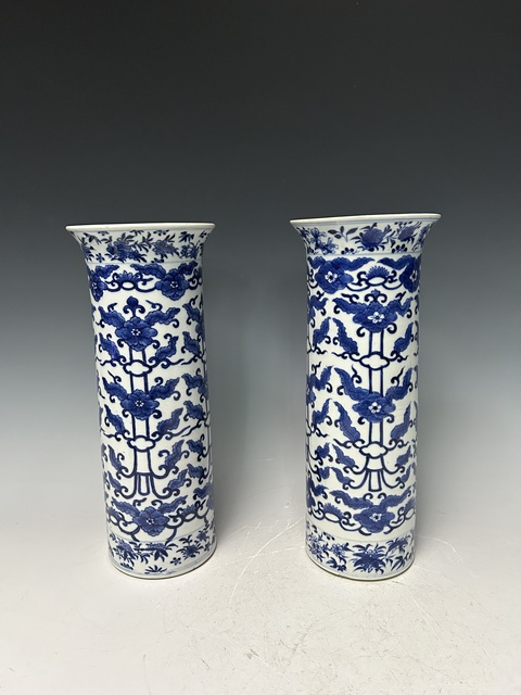 古玩陶瓷清晚·青花花草紋箭筒真品鑒賞圖