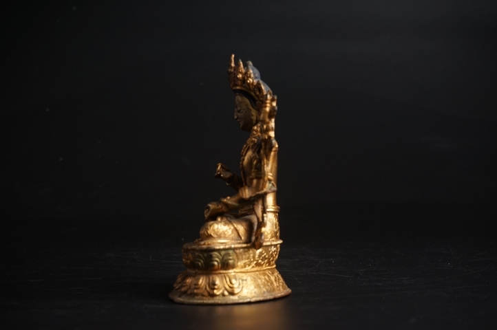 古玩銅器清代·銅鎏金度母坐像真品鑒賞圖