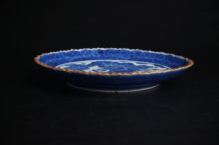 古玩陶瓷清中晚·青花蒼龍教子紋大盤真品鑒賞圖
