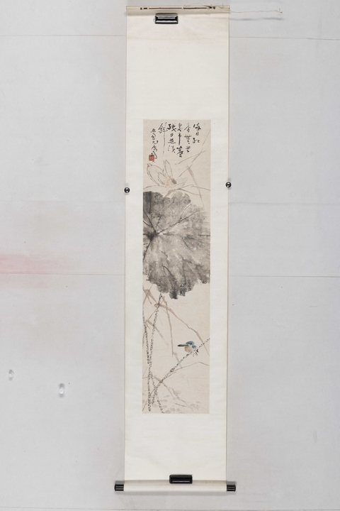 古玩字畫荷鳥圖真品鑒賞圖