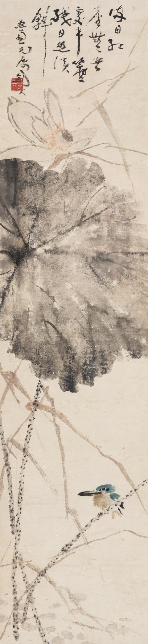 古玩字畫荷鳥圖真品鑒賞圖