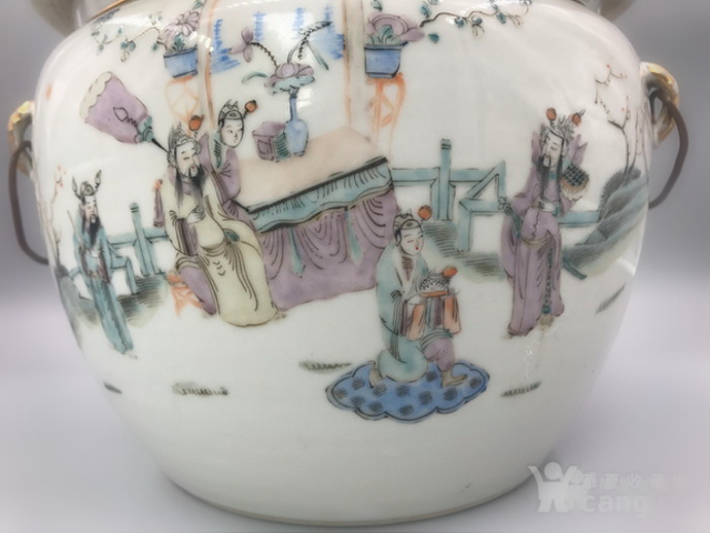 古玩陶瓷【清·人物故事紋粉彩四系粥罐】拍賣，當前價格5888元