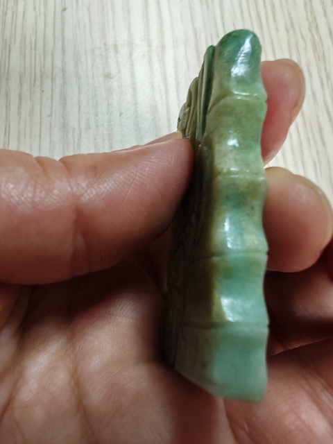 古玩玉器翡翠雕“鳳鳴在竹”佩真品鑒賞圖
