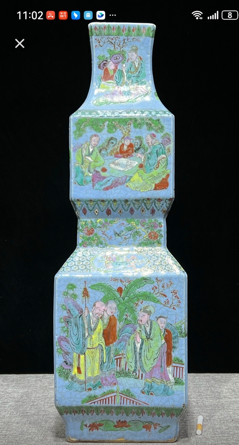 古玩陶瓷哥釉粉彩瓶真品鑒賞圖