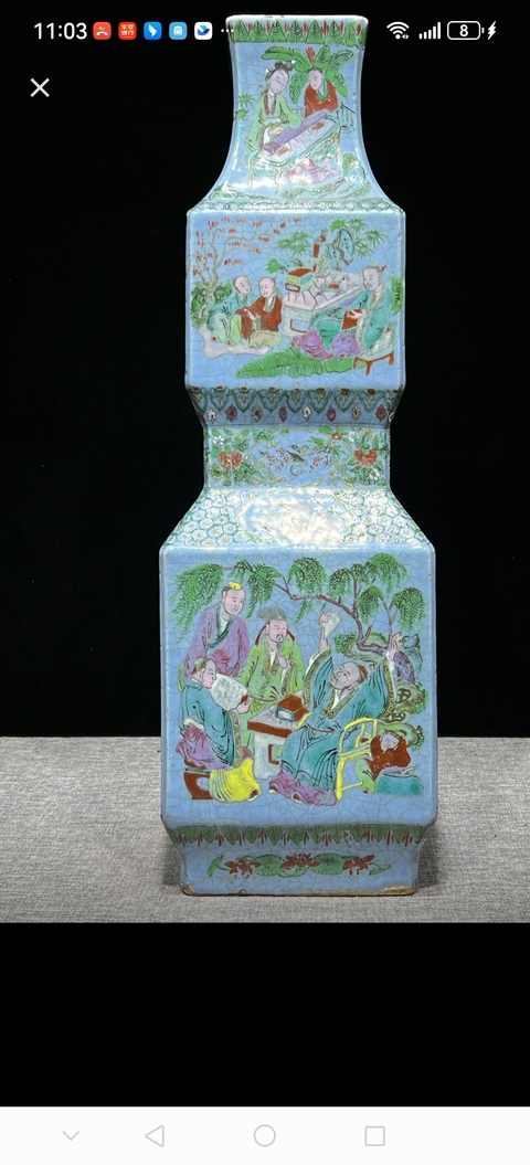 古玩陶瓷哥釉粉彩瓶真品鑒賞圖