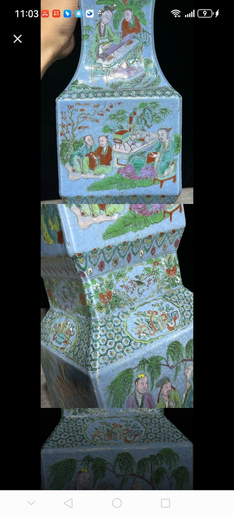 古玩陶瓷哥釉粉彩瓶真品鑒賞圖