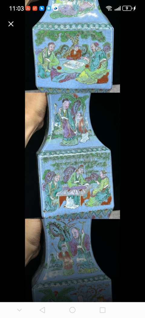 古玩陶瓷哥釉粉彩瓶真品鑒賞圖