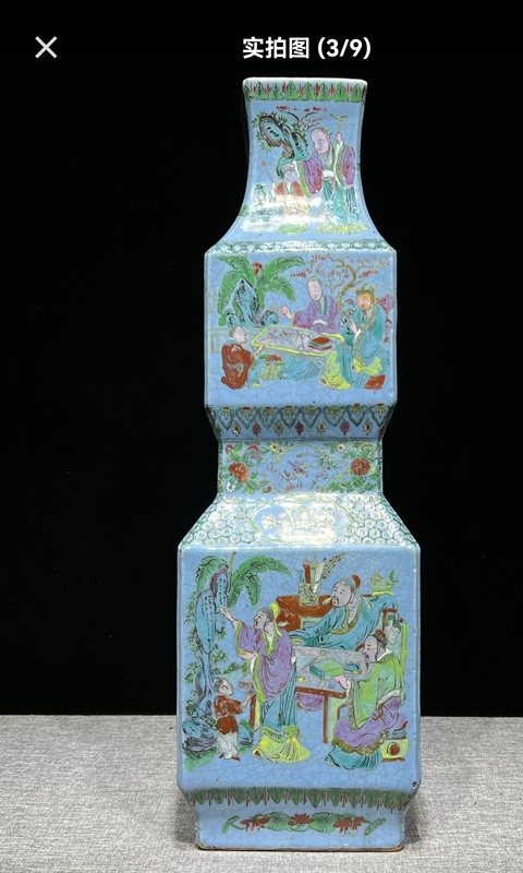 古玩陶瓷哥釉粉彩瓶真品鑒賞圖