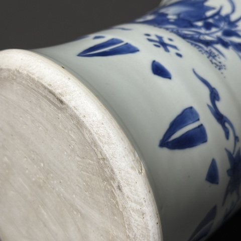 古玩陶瓷清順治 青花花鳥紋花觚真品鑒賞圖