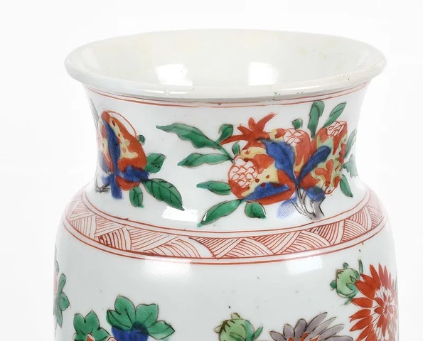古玩陶瓷青花五彩花鳥紋筒瓶真品鑒賞圖