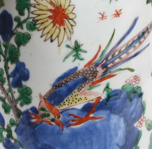 古玩陶瓷青花五彩花鳥紋筒瓶真品鑒賞圖