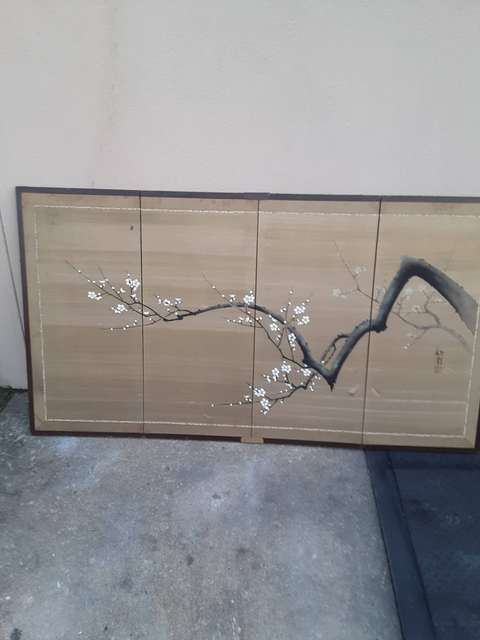 古玩字畫通景四屏真品鑒賞圖
