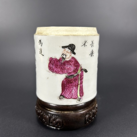 古玩陶瓷粉彩無雙譜人物蓋缸真品鑒賞圖