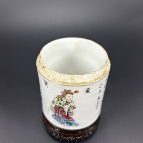 古玩陶瓷粉彩無雙譜人物蓋缸真品鑒賞圖