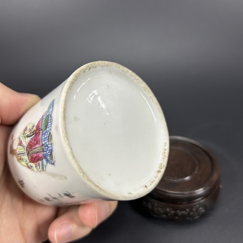 古玩陶瓷粉彩無雙譜人物蓋缸真品鑒賞圖